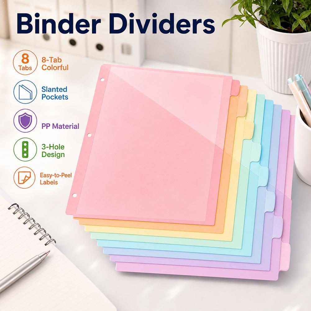 Tab Divider A4 - 8 separadores de carpetas de plástico