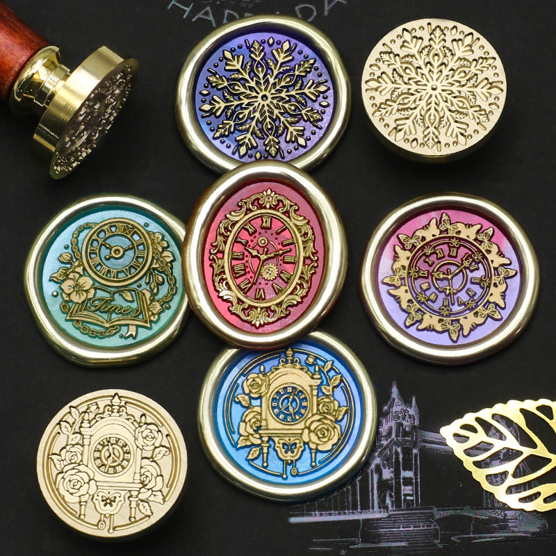 Wax Seal Stamp Set - Reloj Retro, sello de cera, oso,